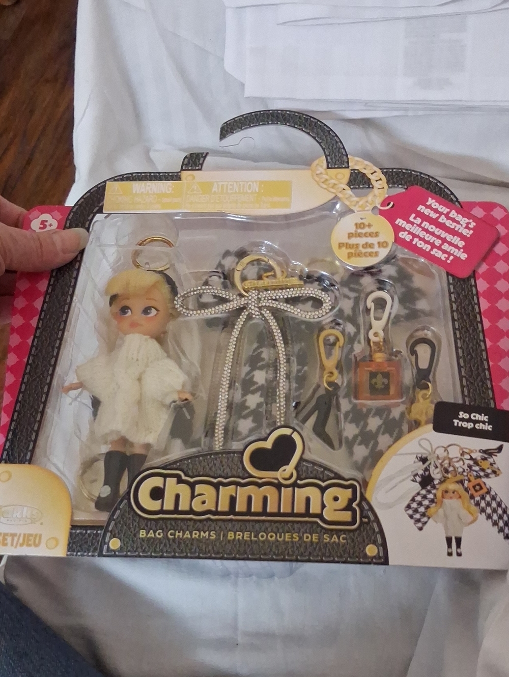 Charming Kids Bag Charms Set - Black, White & Gold